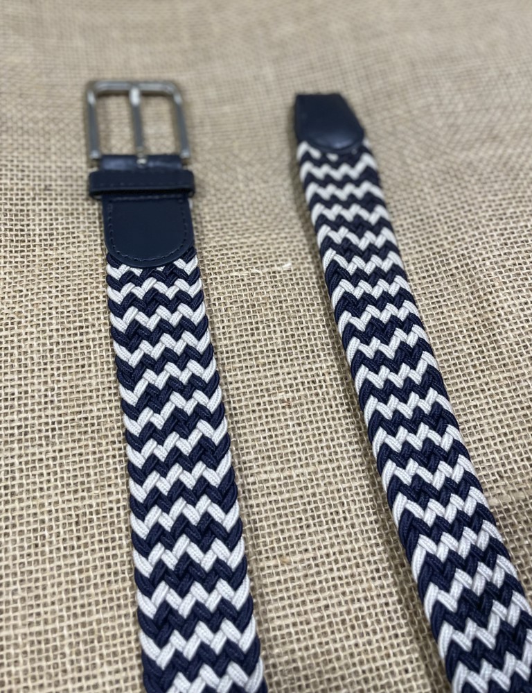 Ανδρική μπεζ μπλε πλεκτή ελαστική ζώνη 250422 φωτογραφία